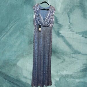 tadashi shoji sequined blouson gown